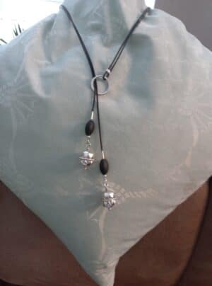 Zware zilveren bolhanger met Onyx kralen