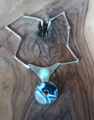 Zilveren ketting met opaliet en maansteen